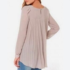 Zanzea Mauve Pleated Long Sleeve Tunic Blouse High Low Hem Size 4 EUC
